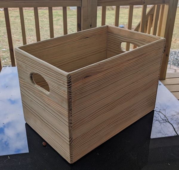 Wooden box, a simple wooden create made of pressure treated wood, indoor, outdoor, garage, mail, magazines, and small paper, documents etc. – photo 1