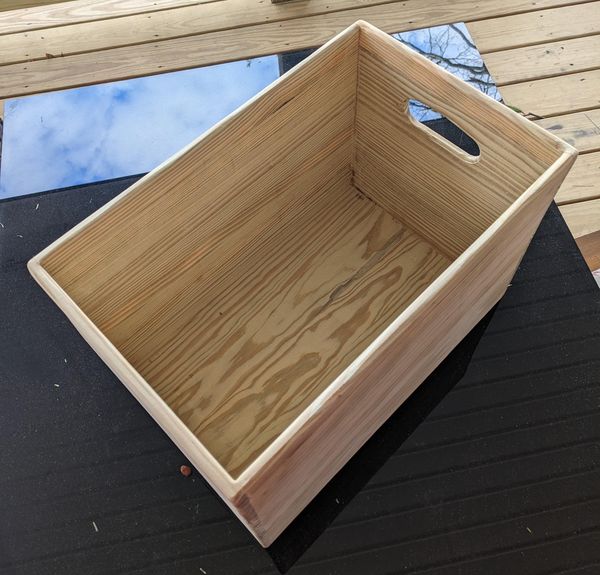 Wooden box, a simple wooden create made of pressure treated wood, indoor, outdoor, garage, mail, magazines, and small paper, documents etc. – photo 2