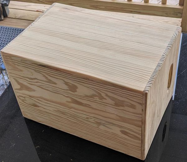 Wooden box, a simple wooden create made of pressure treated wood, indoor, outdoor, garage, mail, magazines, and small paper, documents etc. – photo 4