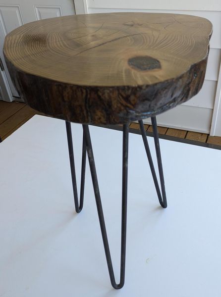 Wood Slab Table, Handcrafted Rustic with Unique Irregular Shape, 11" Wide x 15.5" Tall, Sealed with Polyurethane for Indoor and Outdoor Use – photo 2
