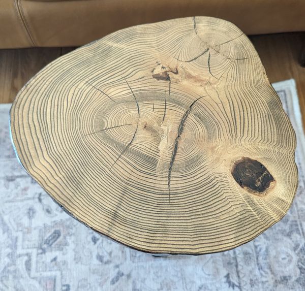 Wood Slab Table, Handcrafted Rustic with Unique Irregular Shape, 11" Wide x 15.5" Tall, Sealed with Polyurethane for Indoor and Outdoor Use – photo 4