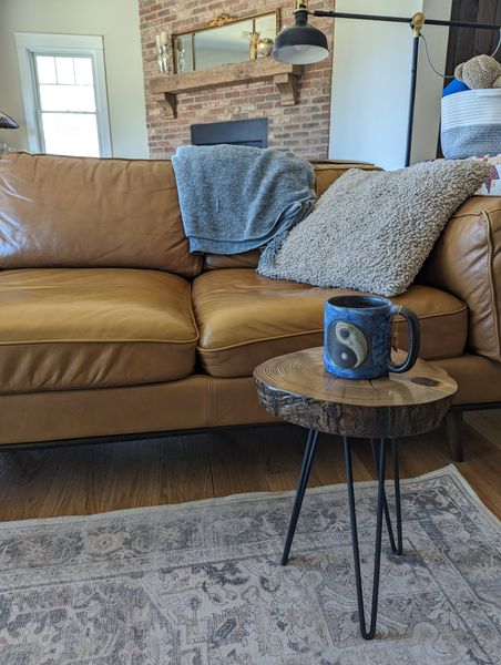 Wood Slab Table, Handcrafted Rustic with Unique Irregular Shape, 11" Wide x 15.5" Tall, Sealed with Polyurethane for Indoor and Outdoor Use – photo 5