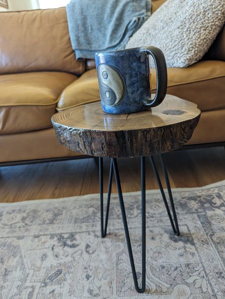 Wood Slab Table, Handcrafted Rustic with Unique Irregular Shape, 11" Wide x 15.5" Tall, Sealed with Polyurethane for Indoor and Outdoor Use – photo 6