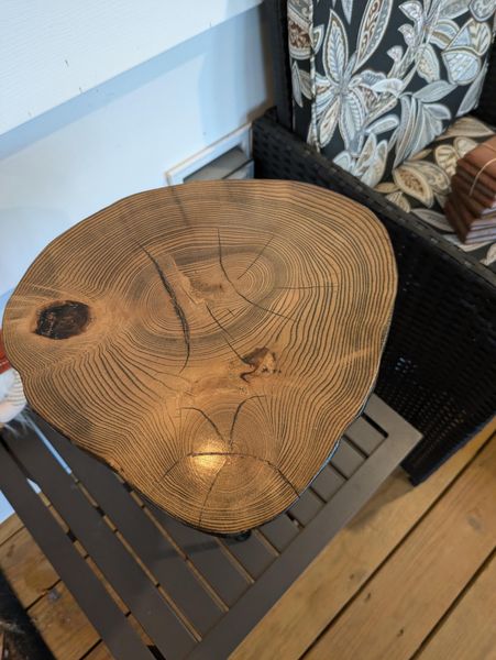 Wood Slab Table, Handcrafted Rustic with Unique Irregular Shape, 11" Wide x 15.5" Tall, Sealed with Polyurethane for Indoor and Outdoor Use – photo 8