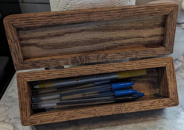 Wood Pencil Box Handcrafted Rustic Red Oak- a Perfect Gift for anyone who appreciates handmade items. – photo 2