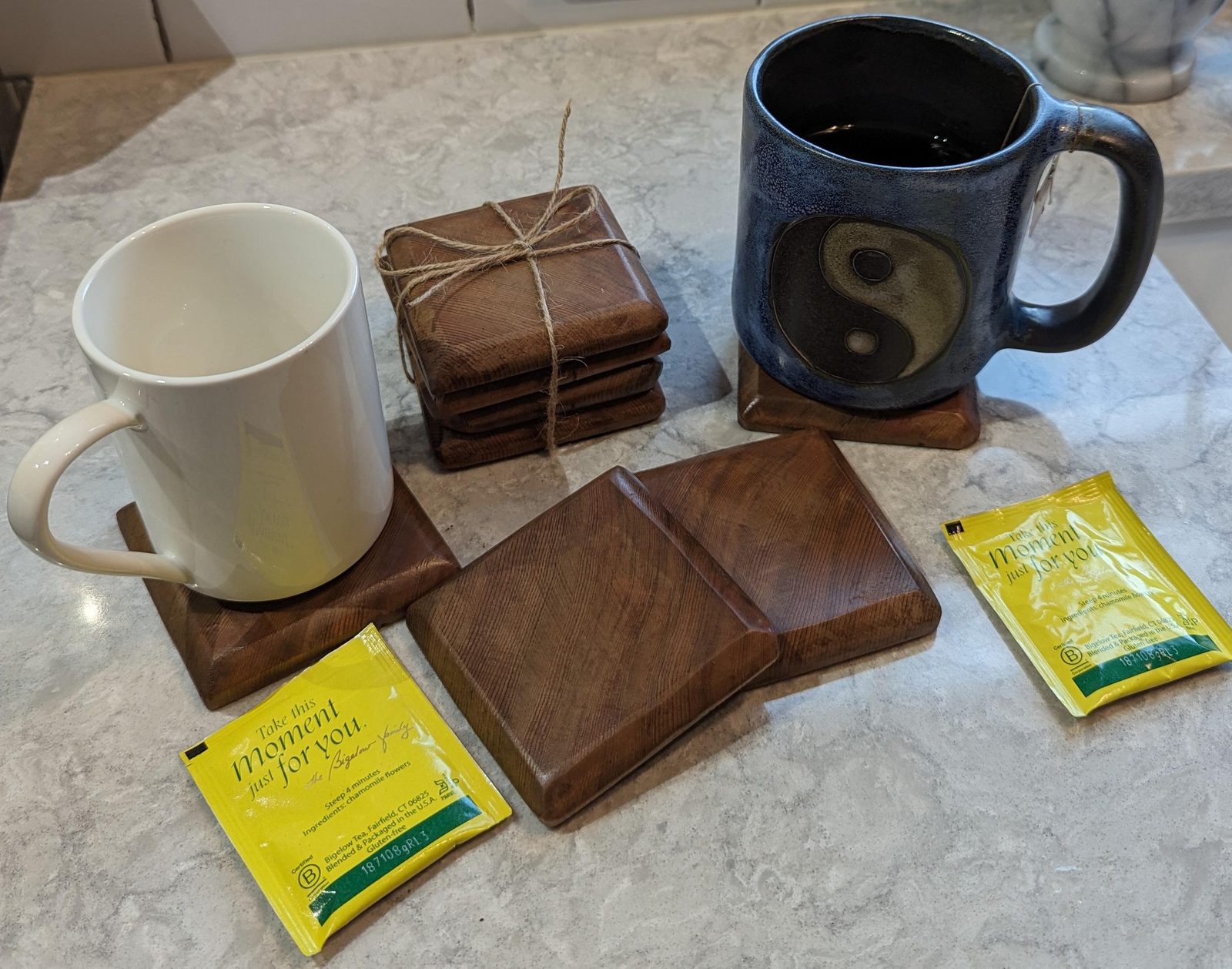 Cedar Wood Coasters Set of 4, Rustic Handmade Wooden Drink Coasters, Farmhouse Coffee Table Decor, Housewarming Gift, Stocking Stuffer