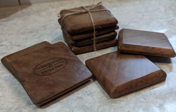 Cedar Wood Coasters Set of 4, Rustic Handmade Wooden Drink Coasters, Farmhouse Coffee Table Decor, Housewarming Gift, Stocking Stuffer – photo 2