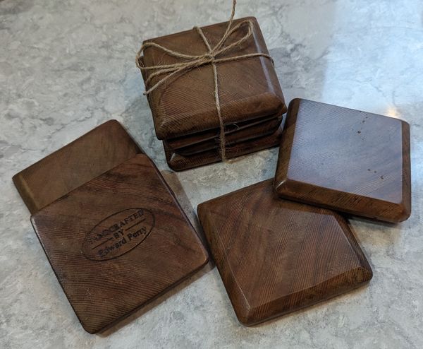Cedar Wood Coasters Set of 4, Rustic Handmade Wooden Drink Coasters, Farmhouse Coffee Table Decor, Housewarming Gift, Stocking Stuffer – photo 3