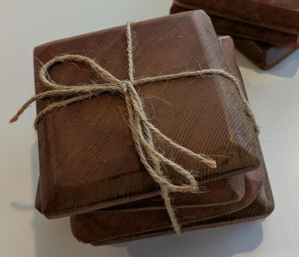 Cedar Wood Coasters Set of 4, Rustic Handmade Wooden Drink Coasters, Farmhouse Coffee Table Decor, Housewarming Gift, Stocking Stuffer – photo 8