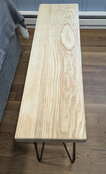 Rustic Wooden Slab Bench with Metal Legs: Custom Handcrafted, Indoor/Outdoor – photo 2