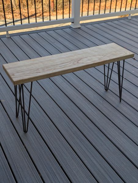 Rustic Wooden Slab Bench with Metal Legs: Custom Handcrafted, Indoor/Outdoor – photo 3