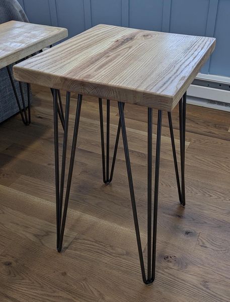 Rustic Ash Wood Slab Table: Handcrafted with Metal Legs (16" x 14" x 22") – photo 1