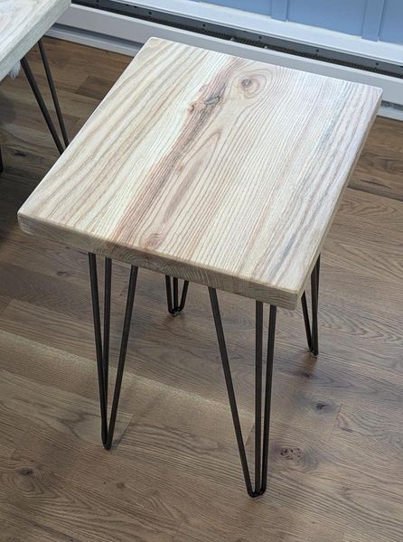 Rustic Ash Wood Slab Table: Handcrafted with Metal Legs (16" x 14" x 22") – photo 2