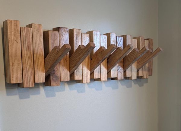 Handcrafted Rustic Wooden Hanger: Folding Clothes Holder, 28" – photo 1