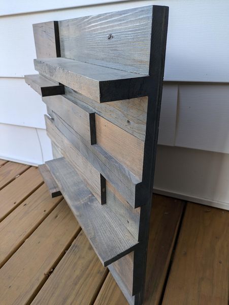 Live Edge Rustic Wood Wall Shelf 23x24 in, Handmade Reclaimed Mixed Wood Panel Shelf, Farmhouse Wall Decor, Cabin Decor, Indoor Outdoor – photo 3