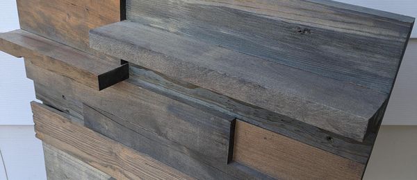 Live Edge Rustic Wood Wall Shelf 23x24 in, Handmade Reclaimed Mixed Wood Panel Shelf, Farmhouse Wall Decor, Cabin Decor, Indoor Outdoor – photo 6