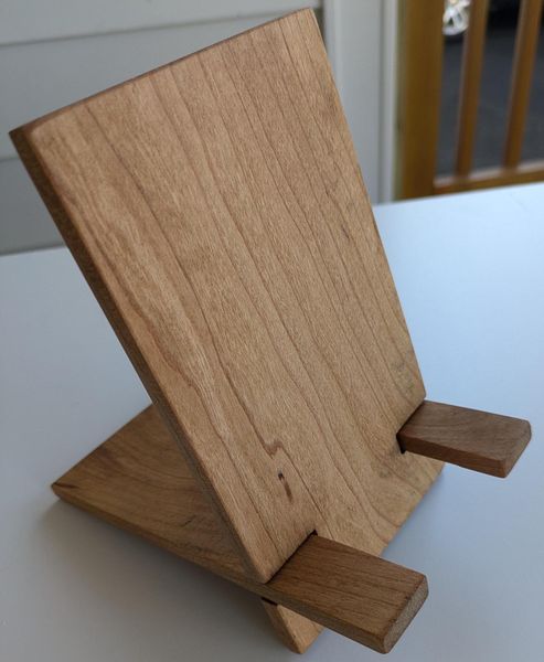 Wood stand for cell phone and tablet, handcrafted, holder for charging and viewing of devices – photo 1
