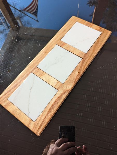 Ash Wood and White Quartz Charcuterie Board, Handmade Stone Serving Tray, Small Cheese Board, Appetizer Platter, Hostess or Christmas Gift