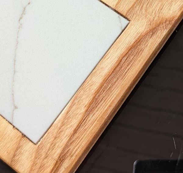 Ash Wood and White Quartz Charcuterie Board, Handmade Stone Serving Tray, Small Cheese Board, Appetizer Platter, Hostess or Christmas Gift – photo 2