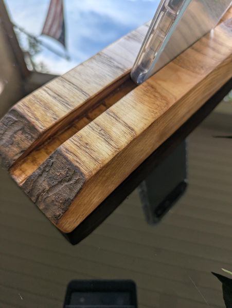 Live Edge Ash Wood Tablet Stand Handcrafted Phone Charging Holder, Wooden iPad Dock, Desk Organizer, Wood Phone Stand, Gift for Him – photo 5