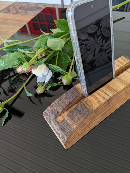 Live Edge Ash Wood Tablet Stand Handcrafted Phone Charging Holder, Wooden iPad Dock, Desk Organizer, Wood Phone Stand, Gift for Him – photo 6