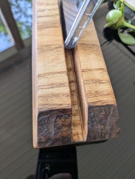 Live Edge Ash Wood Tablet Stand Handcrafted Phone Charging Holder, Wooden iPad Dock, Desk Organizer, Wood Phone Stand, Gift for Him – photo 7