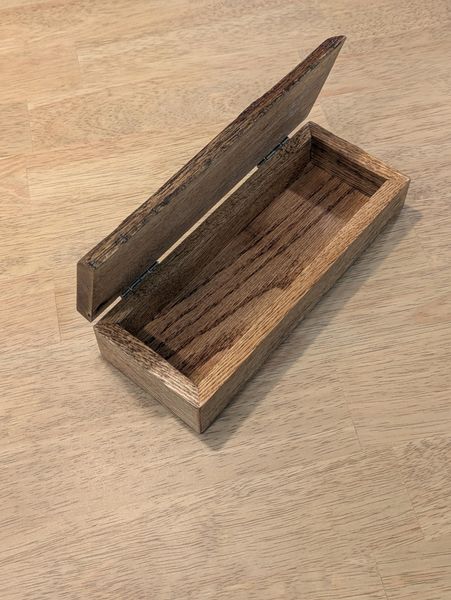 Handcrafted Rustic Red Oak Box: Wooden Pencil & Jewelry Storage – photo 2