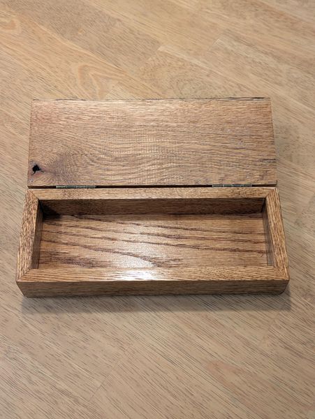 Handcrafted Rustic Red Oak Box: Wooden Pencil & Jewelry Storage – photo 5