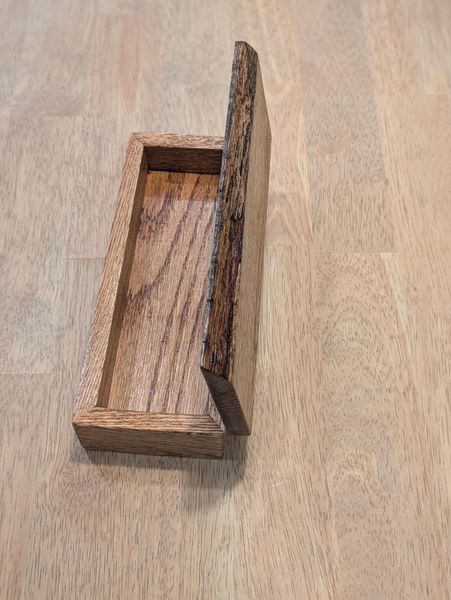 Handcrafted Rustic Red Oak Box: Wooden Pencil & Jewelry Storage – photo 6