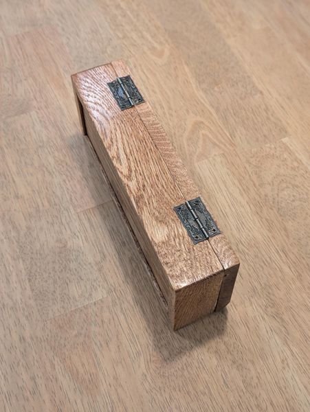 Handcrafted Rustic Red Oak Box: Wooden Pencil & Jewelry Storage – photo 8