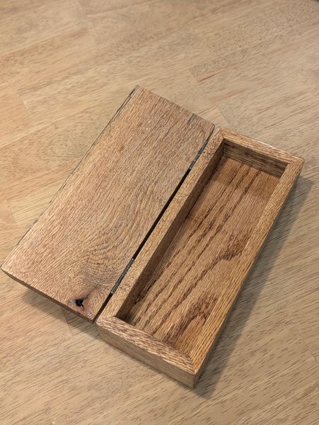 Handcrafted Rustic Red Oak Box: Wooden Pencil & Jewelry Storage – photo 9