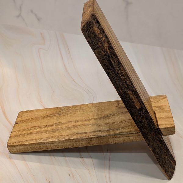 Live Edge Ash Wood Phone Stand with Charging Slot, Handmade Desk Phone Holder, Wooden Cell Phone Dock, Office Gift for Him, Christmas Gift – photo 2