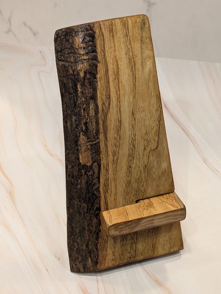Live Edge Ash Wood Phone Stand with Charging Slot, Handmade Desk Phone Holder, Wooden Cell Phone Dock, Office Gift for Him, Christmas Gift – photo 8
