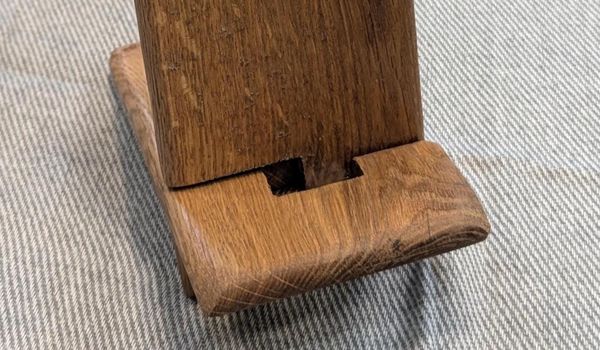 Red Oak Wooden Phone Stand with Charging Hole, Handmade Desk Phone Holder, Oak Cell Phone Dock, Stocking Stuffer for Men, Christmas Gift – photo 3