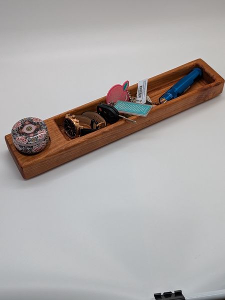 Handcrafted Cherry Wood Catchall Tray: Candle Holder, Key Dish, Home Decor – photo 2