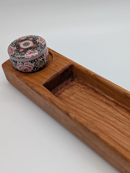 Handcrafted Cherry Wood Catchall Tray: Candle Holder, Key Dish, Home Decor – photo 7