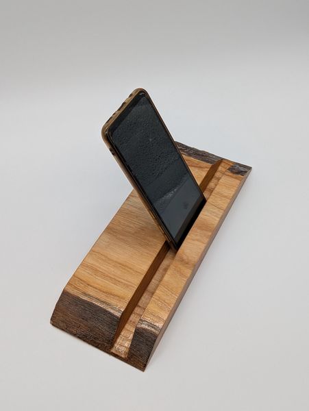 Slim Live Edge Ash Wood Tablet and Phone Stand, Wooden iPad Holder, Desk Charging Dock, Kitchen Recipe Tablet Stand, Christmas Gift for Him – photo 3