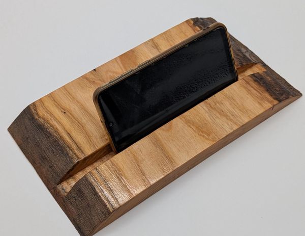 Live Edge Ash Wood Tablet and Phone Stand, 11 Inch Wooden Charging Dock, Nightstand Phone Holder, iPad Stand, Stocking Stuffer, Gift for Him – photo 2