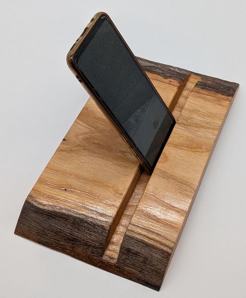 Live Edge Ash Wood Tablet and Phone Stand, 11 Inch Wooden Charging Dock, Nightstand Phone Holder, iPad Stand, Stocking Stuffer, Gift for Him – photo 3