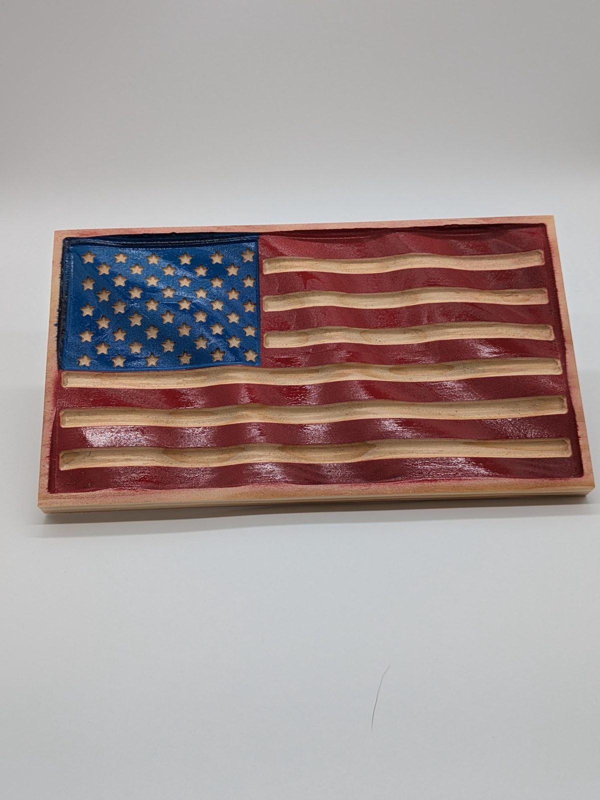 Wooden American Flag Decor, 3D Waving Rustic Flag, Handmade Pine Wood Patriotic Gift, Veterans Day Gift, Military Gift, Mantel Decor