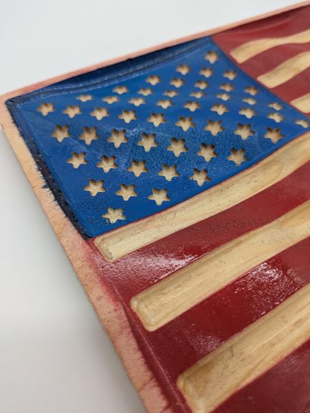 Wooden American Flag Decor, 3D Waving Rustic Flag, Handmade Pine Wood Patriotic Gift, Veterans Day Gift, Military Gift, Mantel Decor – photo 2