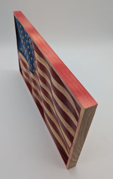 Wooden American Flag Decor, 3D Waving Rustic Flag, Handmade Pine Wood Patriotic Gift, Veterans Day Gift, Military Gift, Mantel Decor – photo 3