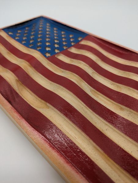 Wooden American Flag Decor, 3D Waving Rustic Flag, Handmade Pine Wood Patriotic Gift, Veterans Day Gift, Military Gift, Mantel Decor – photo 9