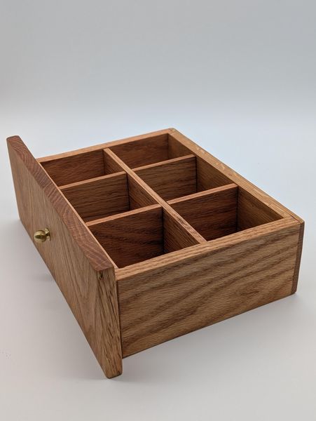 Handcrafted Red Oak 3-Drawer Tea Cabinet Removable Dividers, Wood Tea Chest, Tea Bag Organizer, Desk Storage Box, Unique Gift for Tea Lover – photo 3