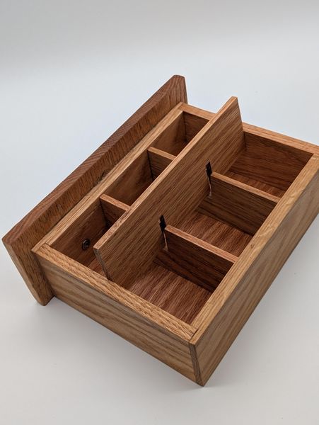 Handcrafted Red Oak 3-Drawer Tea Cabinet Removable Dividers, Wood Tea Chest, Tea Bag Organizer, Desk Storage Box, Unique Gift for Tea Lover – photo 4