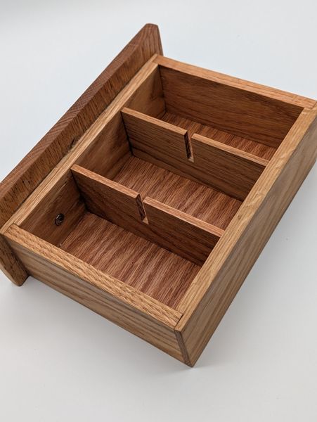 Handcrafted Red Oak 3-Drawer Tea Cabinet Removable Dividers, Wood Tea Chest, Tea Bag Organizer, Desk Storage Box, Unique Gift for Tea Lover – photo 5