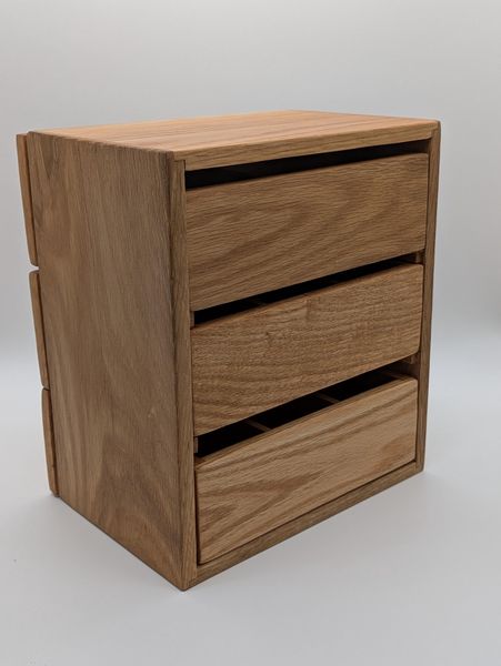 Handcrafted Red Oak 3-Drawer Tea Cabinet Removable Dividers, Wood Tea Chest, Tea Bag Organizer, Desk Storage Box, Unique Gift for Tea Lover – photo 8