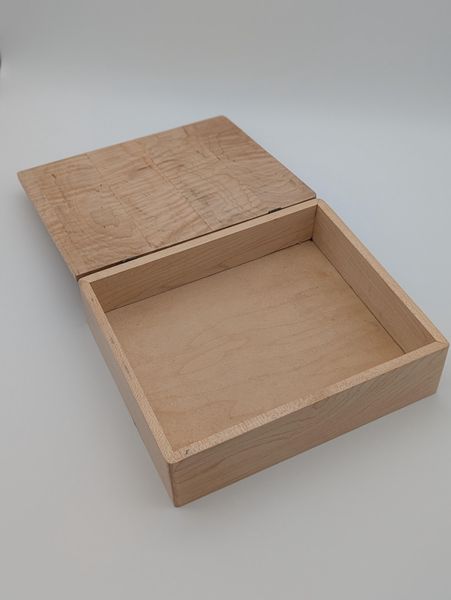 Curly Maple Wooden Keepsake Box with Hinged Lid, Handmade Light Wood Jewelry Box, Brass Hinges, Memory Box, Christmas Gift for Her – photo 2