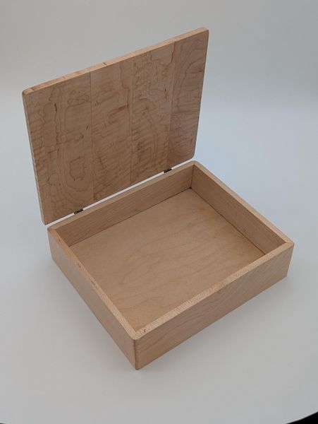 Curly Maple Wooden Keepsake Box with Hinged Lid, Handmade Light Wood Jewelry Box, Brass Hinges, Memory Box, Christmas Gift for Her – photo 3