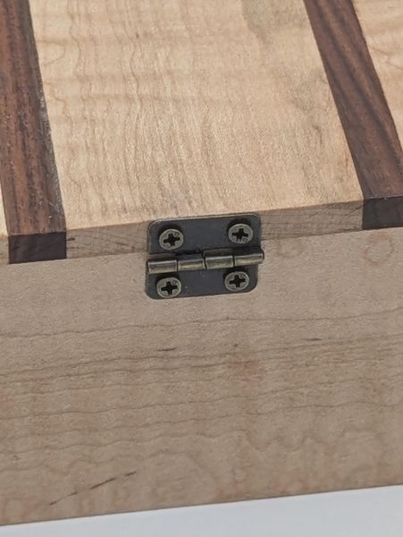 Curly Maple and Wenge Wood Keepsake Box with Hinged Lid, Handmade Jewelry Box, Brass Hinges, Watch Box for Men, Unique Christmas Gift – photo 5